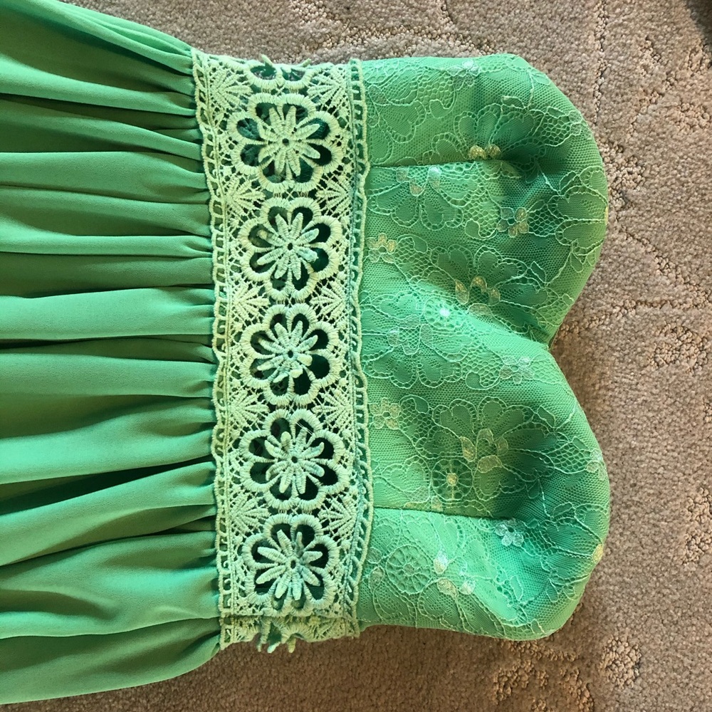 Gorgeous teal green strapless maxi dress